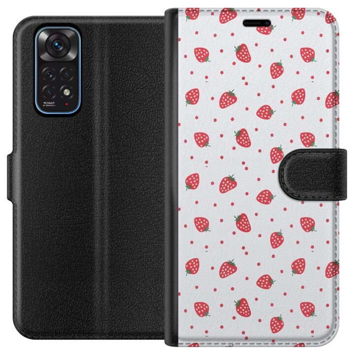 Portemonnee-hoesje voor Xiaomi Redmi Note 11 met Aardbeien ontwerp in de groep SMARTPHONE & TABLETS / Mobielbescherming / Xiaomi bij TP E-commerce Nordic AB (A66076)