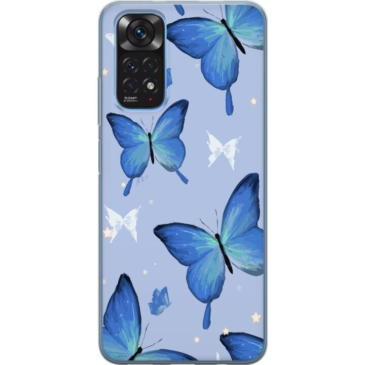 Mobiele hoes voor Xiaomi Redmi Note 11 met Blauwe vlinders ontwerp in de groep SMARTPHONE & TABLETS / Mobielbescherming / Xiaomi bij TP E-commerce Nordic AB (A66102)