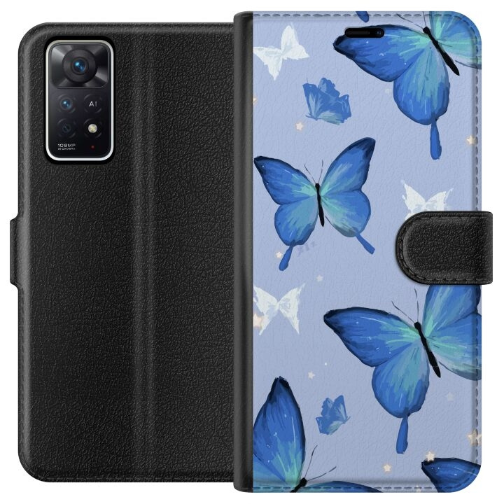 Portemonnee-hoesje voor Xiaomi Redmi Note 11 Pro 5G met Blauwe vlinders ontwerp in de groep SMARTPHONE & TABLETS / Mobielbescherming / Xiaomi bij TP E-commerce Nordic AB (A66156)