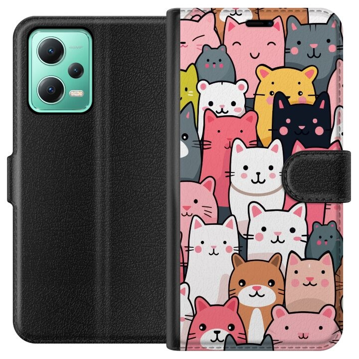 Portemonnee-hoesje voor Xiaomi Redmi Note 12 met Kattenpatroon ontwerp in de groep SMARTPHONE & TABLETS / Mobielbescherming / Xiaomi bij TP E-commerce Nordic AB (A66229)