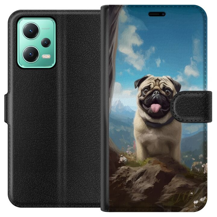 Portemonnee-hoesje voor Xiaomi Redmi Note 12 met Blije Hond ontwerp in de groep SMARTPHONE & TABLETS / Mobielbescherming / Xiaomi bij TP E-commerce Nordic AB (A66239)