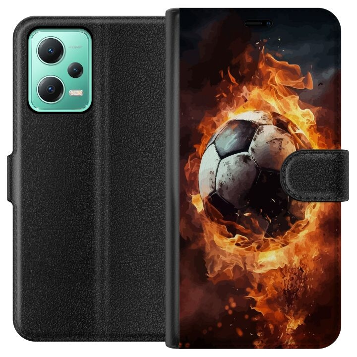 Portemonnee-hoesje voor Xiaomi Redmi Note 12 met Voetbal ontwerp in de groep SMARTPHONE & TABLETS / Mobielbescherming / Xiaomi bij TP E-commerce Nordic AB (A66242)