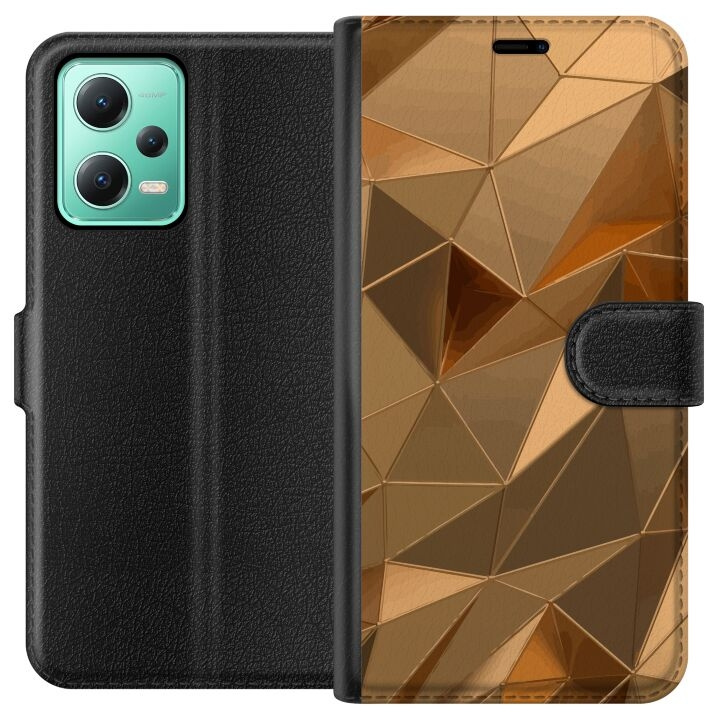 Portemonnee-hoesje voor Xiaomi Redmi Note 12 met 3D Goud ontwerp in de groep SMARTPHONE & TABLETS / Mobielbescherming / Xiaomi bij TP E-commerce Nordic AB (A66245)