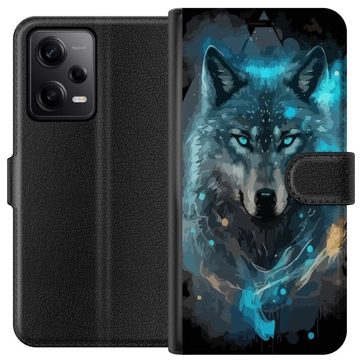 Portemonnee-hoesje voor Xiaomi Redmi Note 12 Pro met Wolf ontwerp in de groep SMARTPHONE & TABLETS / Mobielbescherming / Xiaomi bij TP E-commerce Nordic AB (A66280)