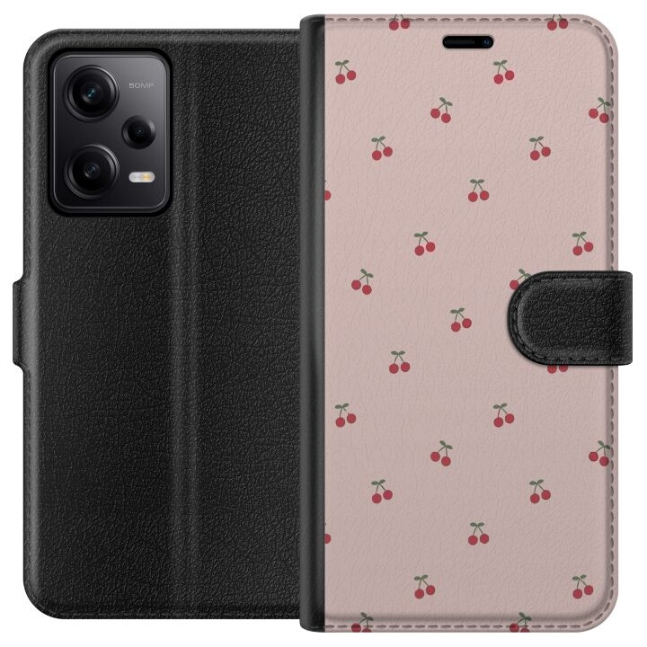 Portemonnee-hoesje voor Xiaomi Redmi Note 12 Pro met Kersen ontwerp in de groep SMARTPHONE & TABLETS / Mobielbescherming / Xiaomi bij TP E-commerce Nordic AB (A66282)