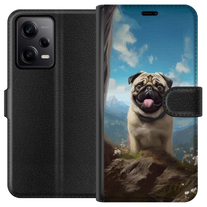 Portemonnee-hoesje voor Xiaomi Redmi Note 12 Pro met Blije Hond ontwerp in de groep SMARTPHONE & TABLETS / Mobielbescherming / Xiaomi bij TP E-commerce Nordic AB (A66293)