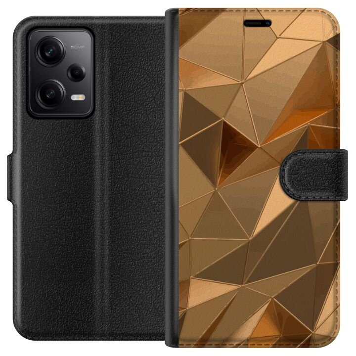 Portemonnee-hoesje voor Xiaomi Redmi Note 12 Pro met 3D Goud ontwerp in de groep SMARTPHONE & TABLETS / Mobielbescherming / Xiaomi bij TP E-commerce Nordic AB (A66299)