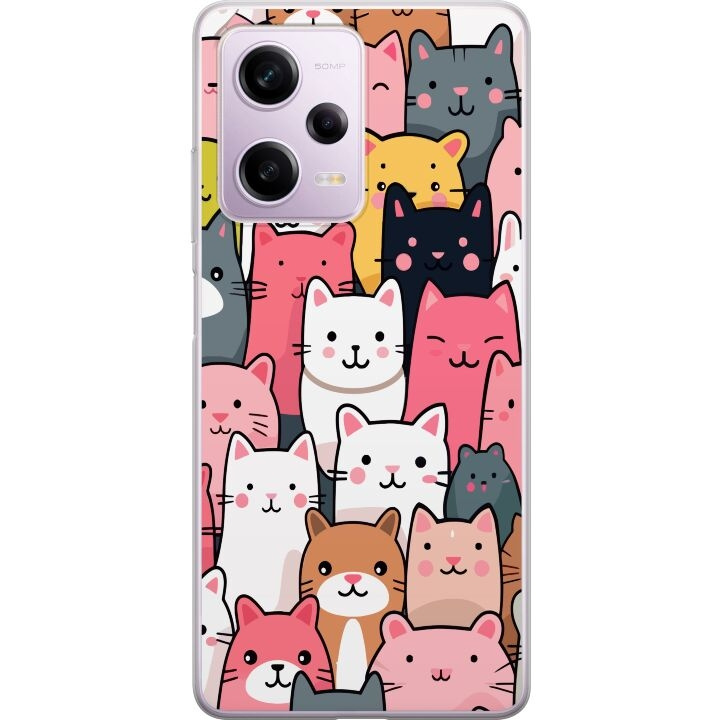 Mobiele hoes voor Xiaomi Redmi Note 12 Pro met Kattenpatroon ontwerp in de groep SMARTPHONE & TABLETS / Mobielbescherming / Xiaomi bij TP E-commerce Nordic AB (A66310)