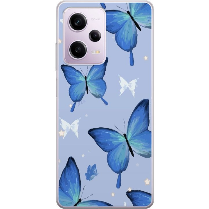 Mobiele hoes voor Xiaomi Redmi Note 12 Pro met Blauwe vlinders ontwerp in de groep SMARTPHONE & TABLETS / Mobielbescherming / Xiaomi bij TP E-commerce Nordic AB (A66318)