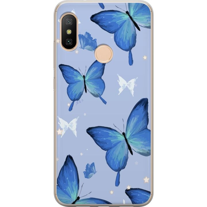 Mobiele hoes voor Xiaomi Redmi 6 Pro met Blauwe vlinders ontwerp in de groep SMARTPHONE & TABLETS / Mobielbescherming / Xiaomi bij TP E-commerce Nordic AB (A66453)