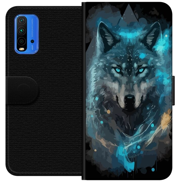 Portemonnee-hoesje voor Xiaomi Redmi Note 9 4G met Wolf ontwerp in de groep SMARTPHONE & TABLETS / Mobielbescherming / Xiaomi bij TP E-commerce Nordic AB (A66604)