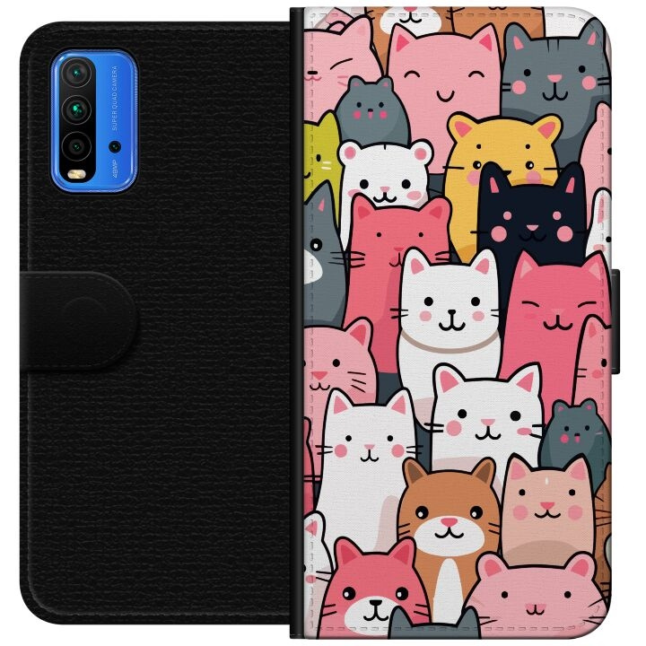 Portemonnee-hoesje voor Xiaomi Redmi Note 9 4G met Kattenpatroon ontwerp in de groep SMARTPHONE & TABLETS / Mobielbescherming / Xiaomi bij TP E-commerce Nordic AB (A66607)