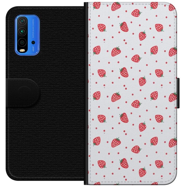 Portemonnee-hoesje voor Xiaomi Redmi Note 9 4G met Aardbeien ontwerp in de groep SMARTPHONE & TABLETS / Mobielbescherming / Xiaomi bij TP E-commerce Nordic AB (A66616)