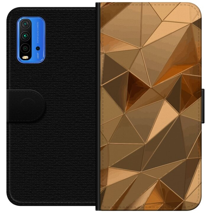 Portemonnee-hoesje voor Xiaomi Redmi Note 9 4G met 3D Goud ontwerp in de groep SMARTPHONE & TABLETS / Mobielbescherming / Xiaomi bij TP E-commerce Nordic AB (A66623)