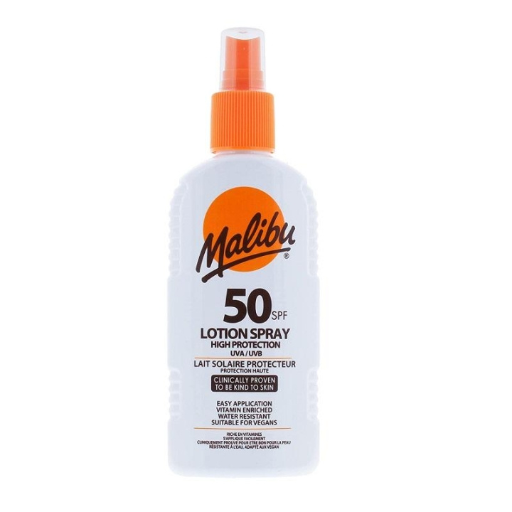 Malibu Lotion Spray SPF50 200ml in de groep BEAUTY & HEALTH / Huidsverzorging / Zonnebank / Zonnebescherming bij TP E-commerce Nordic AB (C03789)