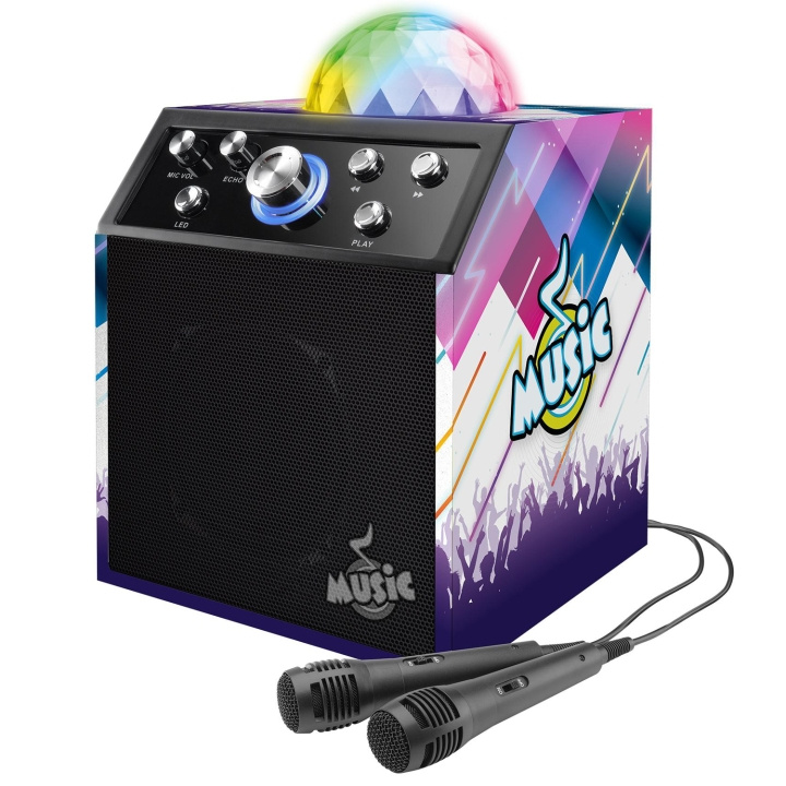 Karaoke BT Disco Cube w/2 Mics in de groep SPEELGOED, KINDER- & BABYPRODUCTEN / Muziek, Zang en afbeelingen / Muziekaccessoires bij TP E-commerce Nordic AB (C04659)