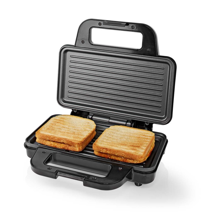 Nedis Sandwich maker | 900 W | 26.8 x 14.5 cm | Automatische temperatuurregeling | Aluminium / Kunststof in de groep HUISHOUDEN & TUIN / Huishoudelijke apparaten / Broodroosters & Broodgrills / Tafelgrills & Raclette bij TP E-commerce Nordic AB (C06189)