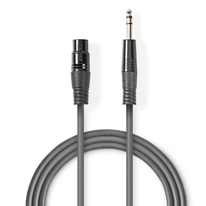 Nedis Gebalanceerde Audiokabel | XLR 3-Pins Female | 6,35 mm Male | Vernikkeld | 1.50 m | Rond | PVC | Donkergrijs | Kartonnen Sleeve in de groep HOME ELECTRONICS / Kabels & Adapters / Audio Analoog / Adapters bij TP E-commerce Nordic AB (C07547)