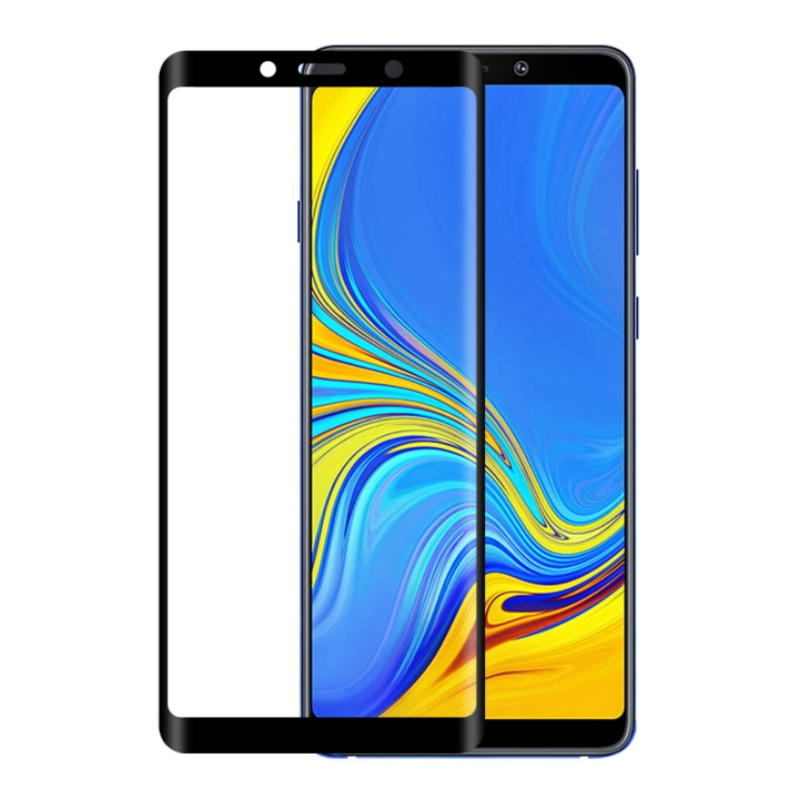 Glass Prot. 3D Samsung Galaxy A9 Edge to Edge Black in de groep SMARTPHONE & TABLETS / Mobielbescherming / Samsung bij TP E-commerce Nordic AB (C12403)