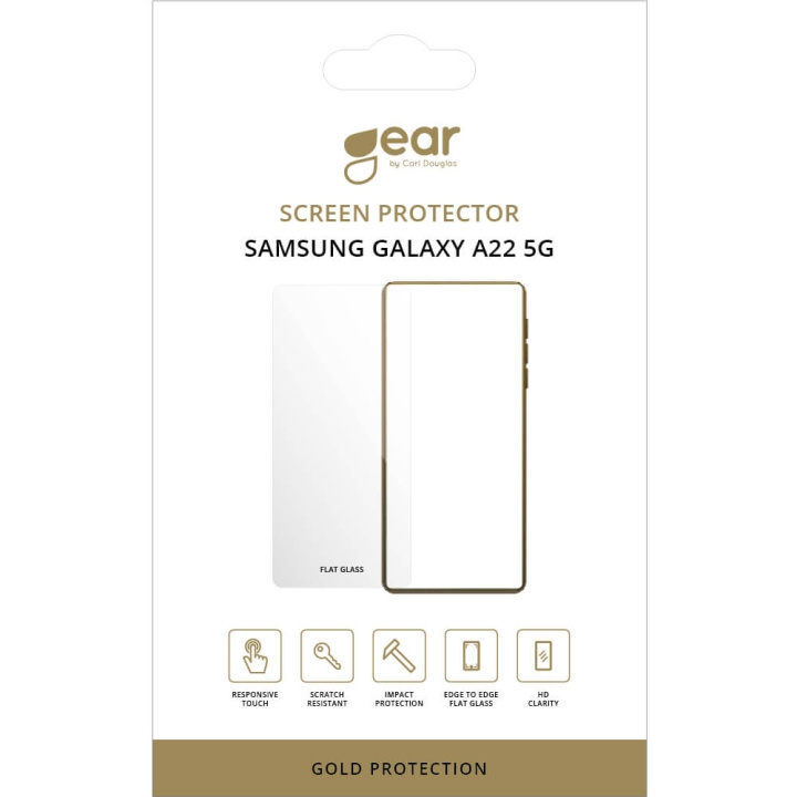 GEAR Glass Prot. 2.5D Transparent Samsung A22 5G in de groep SMARTPHONE & TABLETS / Mobielbescherming / Samsung bij TP E-commerce Nordic AB (C12450)