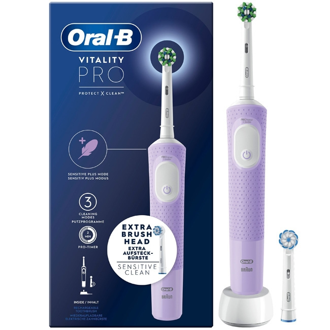 Oral B Eltandborste Vitality Pro Lila in de groep BEAUTY & HEALTH / Mondverzorging / Elektrische tandenborstelaccessoires bij TP E-commerce Nordic AB (C14140)