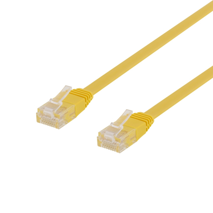 DELTACO U/UTP Cat6 patchkabel, flat, 1,5m, 250MHz, gul in de groep COMPUTERS & RANDAPPARATUUR / Computerkabels / Netwerkkabels / Cat6 bij TP E-commerce Nordic AB (C18180)