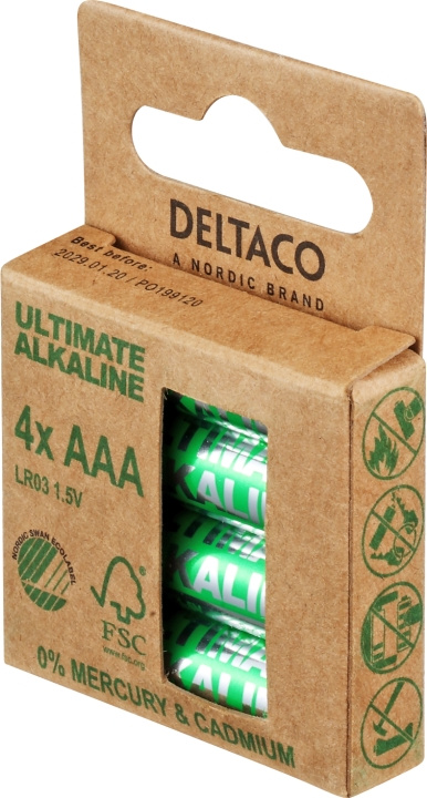 DELTACO Ultimate Alkaline AAA-batteri, 4-pack in de groep HOME ELECTRONICS / Batterijen & Opladers / Batterijen / AAA bij TP E-commerce Nordic AB (C18278)