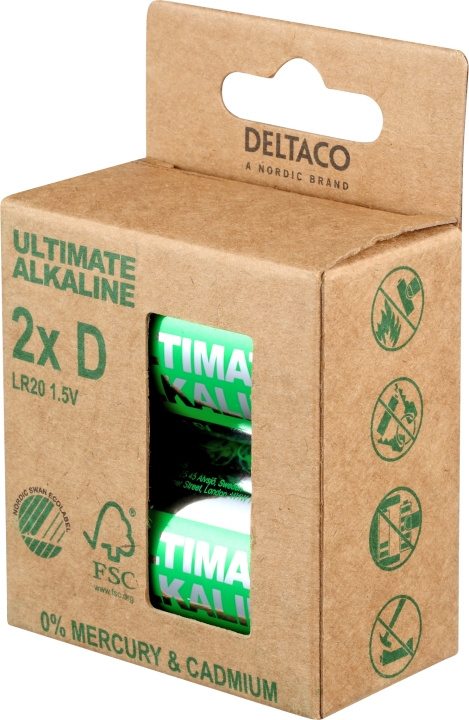 DELTACO Ultimate Alkaline D-batteri, 2-pack in de groep HOME ELECTRONICS / Batterijen & Opladers / Batterijen / Overigen bij TP E-commerce Nordic AB (C18280)