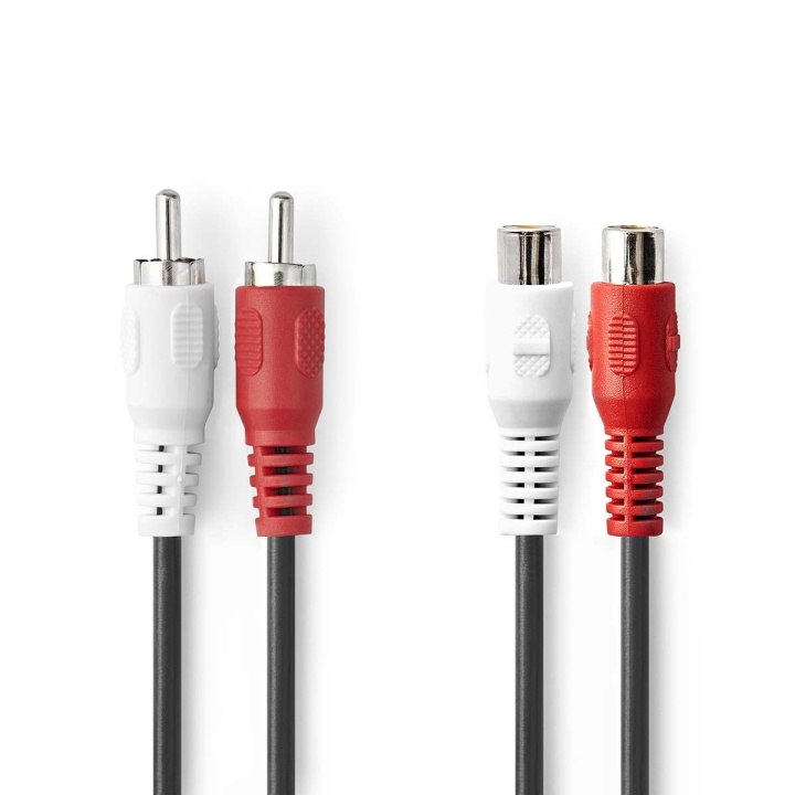 Nedis Stereo-Audiokabel | 2x RCA Male | 2x RCA Female | Vernikkeld | 2.00 m | Rond | Zwart | Doos in de groep HOME ELECTRONICS / Audio & Beeld / Luidsprekers & accessoires / Accessoires bij TP E-commerce Nordic AB (C23782)