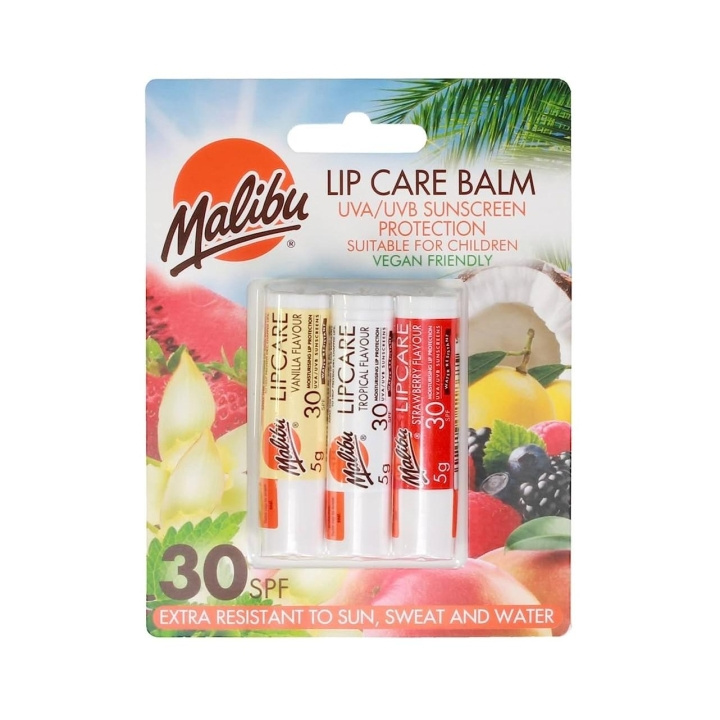 Malibu Lip Care Balm Trio SPF30 in de groep BEAUTY & HEALTH / Huidsverzorging / Zonnebank / Zonnebescherming bij TP E-commerce Nordic AB (C25249)