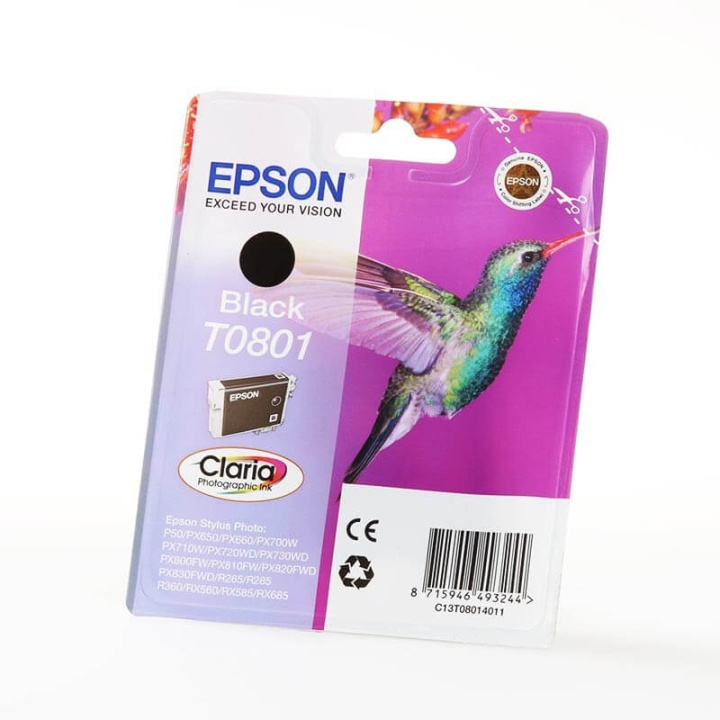 Ink C13T08014011 T0801 Black, Hummingbird in de groep COMPUTERS & RANDAPPARATUUR / Printers & Accessoires / Inkt & Toner / Inktpatronen / Epson bij TP E-commerce Nordic AB (C26745)