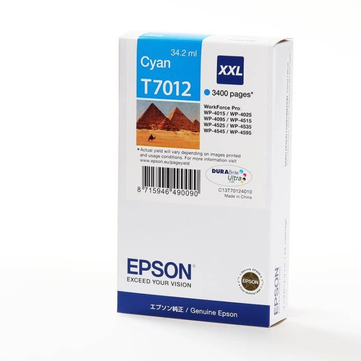 Ink C13T70124010 T7012 XXL Cyan, Pyramids in de groep COMPUTERS & RANDAPPARATUUR / Printers & Accessoires / Inkt & Toner / Inktpatronen / Epson bij TP E-commerce Nordic AB (C26854)