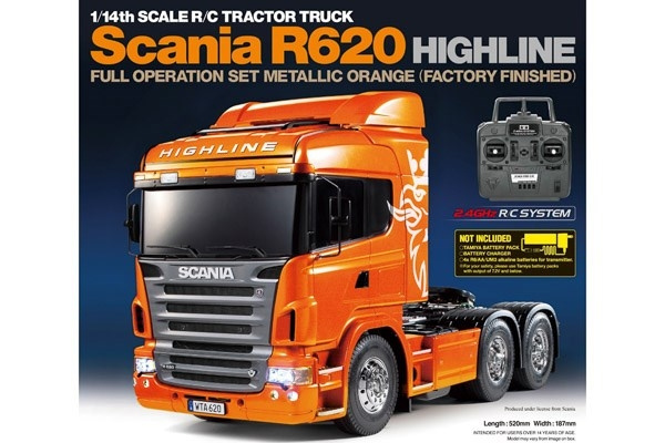 TAMIYA 1:14 R/C Full Option - Scania R620 Metal Orange in de groep SPEELGOED, KINDER- & BABYPRODUCTEN / Op afstand bestuurbaar / Afstand bestuurbare auto\'s bij TP E-commerce Nordic AB (C31523)