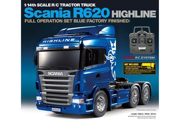 TAMIYA 1:14 R/C Full Option - Scania R620 Blue in de groep SPEELGOED, KINDER- & BABYPRODUCTEN / Op afstand bestuurbaar / Afstand bestuurbare auto\'s bij TP E-commerce Nordic AB (C31526)