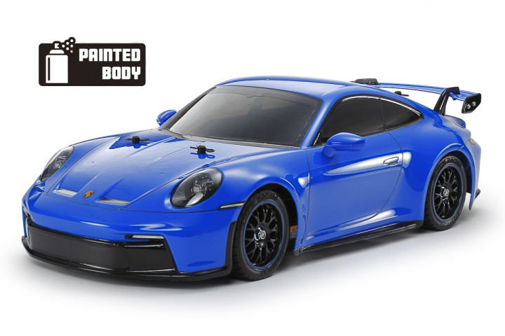 TAMIYA 1/10 R/C Porsche 911 GT3 (992) (Blue PB) (TT-02) in de groep SPEELGOED, KINDER- & BABYPRODUCTEN / Op afstand bestuurbaar / Afstand bestuurbare auto\'s bij TP E-commerce Nordic AB (C31823)