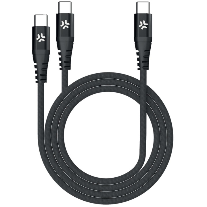 Celly USB-C - 2x USB-C-kabel 100W PD 1,3m Svart in de groep SMARTPHONE & TABLETS / Opladers & Kabels / Kabels / Kabels Type C bij TP E-commerce Nordic AB (C33769)