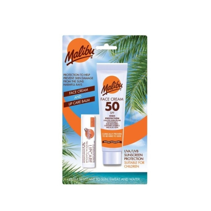 Malibu Face Sun Lotion 50 40ml and Lip Balm in de groep BEAUTY & HEALTH / Huidsverzorging / Zonnebank / Zonnebescherming bij TP E-commerce Nordic AB (C37742)