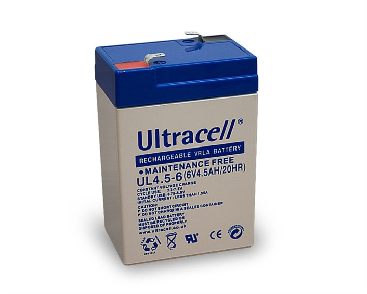 Ultracell Loodaccu 6 V, 4,5 Ah (UL4.5-6) Faston (4,8 mm) Loodaccu in de groep HOME ELECTRONICS / Batterijen & Opladers / Oplaadbare batterijen / Lood batterijen bij TP E-commerce Nordic AB (C38896)