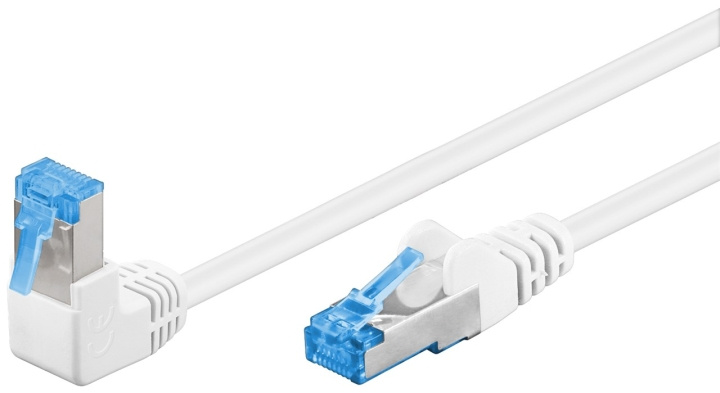 Goobay CAT 6A netwerkkabel 1x 90° haaks, S/FTP (PiMF), wit, 5 m kopergeleider (CU), halogeenvrije kabelmantel (LSZH), vergrendelingsbescherming aan de bovenkant in de groep COMPUTERS & RANDAPPARATUUR / Computerkabels / Netwerkkabels / Cat6 bij TP E-commerce Nordic AB (C39048)