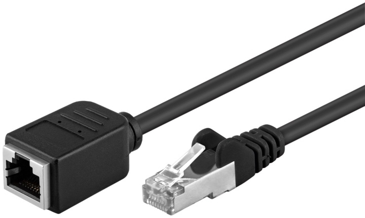 Goobay CAT 5e verlengkabel, F/UTP, zwart koperen geleider (CU) RJ45-stekker (8P8C) > RJ45-bus (8P8C) in de groep COMPUTERS & RANDAPPARATUUR / Computerkabels / Netwerkkabels / Cat5e bij TP E-commerce Nordic AB (C39417)