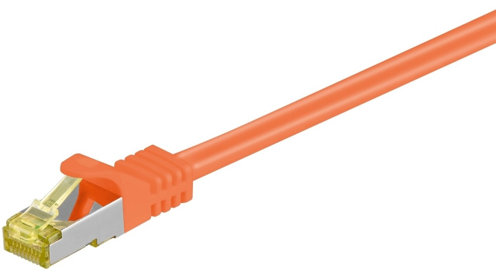 Goobay RJ45 netwerkkabel S/FTP (PiMF), 500 MHz, met CAT 7 ruwe kabel, oranje, 20 m LSZH halogeenvrije kabelmantel, koper, RJ45-connector (CAT 6A) in de groep COMPUTERS & RANDAPPARATUUR / Computerkabels / Netwerkkabels / Cat7 bij TP E-commerce Nordic AB (C39537)