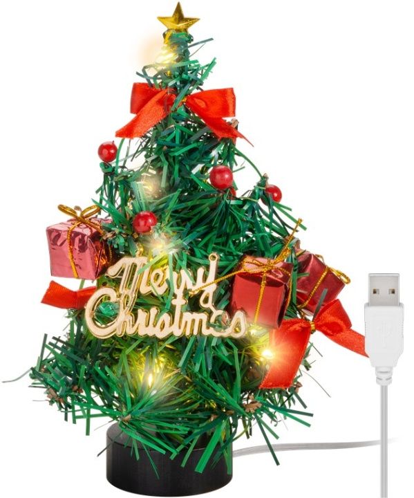 Goobay LED mini kerstboom met kerstdecoratie, 15 micro-LED\'s in warm wit (2700 K) en 75 cm USB-kabel, hoogte ca. 22 cm in de groep HOME ELECTRONICS / Verlichting / Kerstverlichting bij TP E-commerce Nordic AB (C40161)