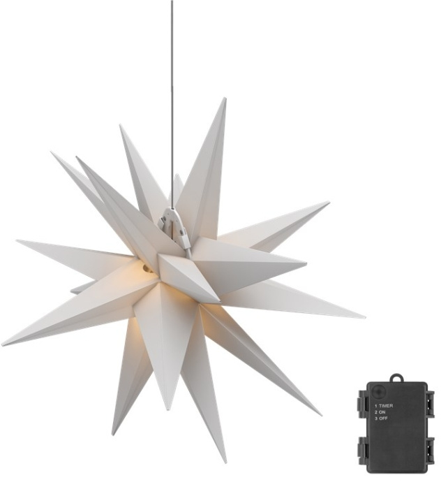 Goobay LED kerstster 3D, Ø 56 cm, op batterijen met timer en 18 punten, warm wit (3000 K), van weerbestendig kunststof (IP44), kabel 2 m in de groep HOME ELECTRONICS / Verlichting / Kerstverlichting bij TP E-commerce Nordic AB (C40231)