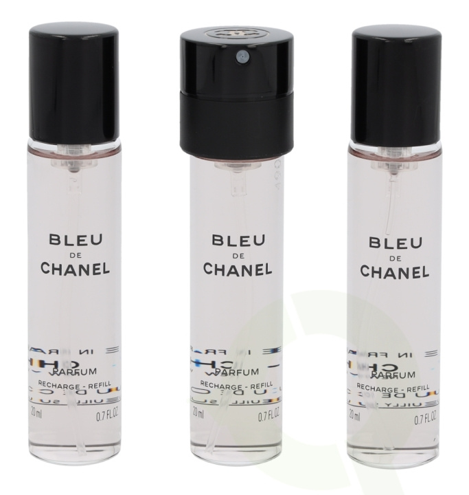 Chanel Bleu De Chanel Pour Homme Giftset 60 ml, 3x Edp Spray Refill 20ml - Twist and Spray - Travel Sprays in de groep BEAUTY & HEALTH / Cadeausets / Cadeausets voor hem bij TP E-commerce Nordic AB (C42435)