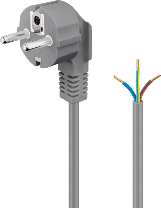 Goobay Skyddskontaktkabel vinklad för montering, 2 m, grå stickkontakt med skyddsjord (typ F, CEE 7/7) > lösa kabeländar in de groep HUISHOUDEN & TUIN / Elektriciteit & Verlichting / Elektrische installatie / Accessoires bij TP E-commerce Nordic AB (C44016)
