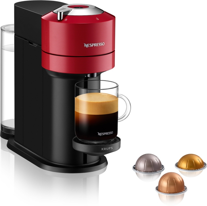 Krups Nespresso Vertuo Next Kapselmaskin, Röd/Svart in de groep HUISHOUDEN & TUIN / Huishoudelijke apparaten / Koffiezetapparaten en accessoires / Koffiezetapparaten bij TP E-commerce Nordic AB (C44510)