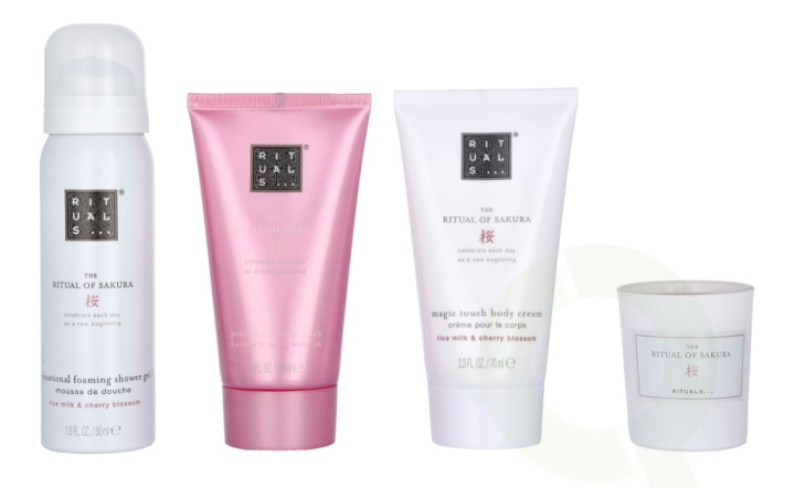 Rituals Sakura Set 215 ml Body Scrub Cream 70ml/Scented Candle 25gr/Body Cream 70ml/Foaming Shower Gel 50ml in de groep BEAUTY & HEALTH / Cadeausets / Cadeausets voor haar bij TP E-commerce Nordic AB (C47448)