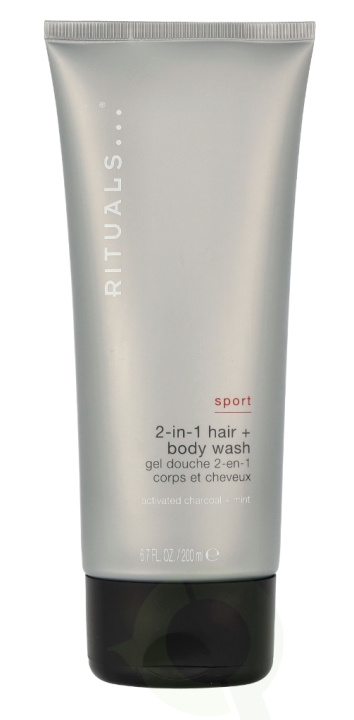 Rituals Sport 2-1 Hair + Body Wash 200 ml Activated Charcoal + Mint in de groep BEAUTY & HEALTH / Huidsverzorging / Lichaamsverzorging / Bad- en douchegels bij TP E-commerce Nordic AB (C47601)