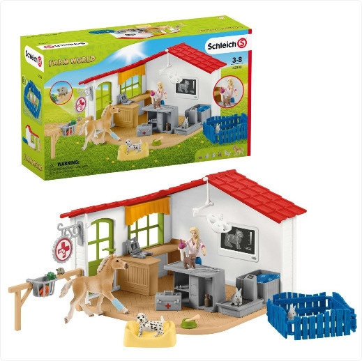 Schleich Farm World 42502 - Veterinärklinik med husdjur in de groep SPEELGOED, KINDER- & BABYPRODUCTEN / Speelgoed / Figuren, Miniaturen & accessoires bij TP E-commerce Nordic AB (C47801)