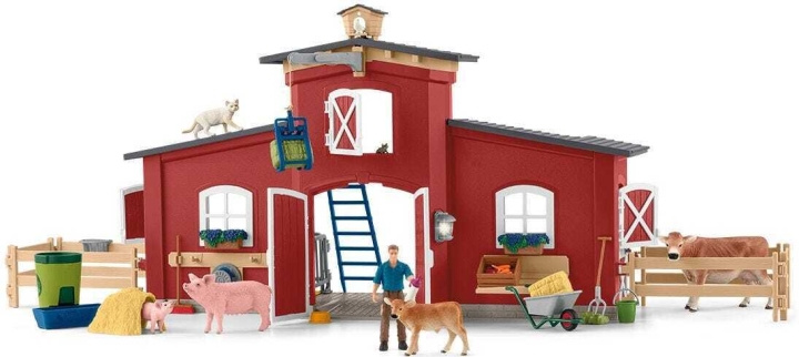 Schleich Farm World 42606 - Stor lada med djur och tillbehör in de groep SPEELGOED, KINDER- & BABYPRODUCTEN / Speelgoed / Figuren, Miniaturen & accessoires bij TP E-commerce Nordic AB (C47884)